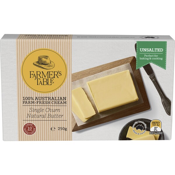 Farmers Table Butter Unsalted 250g