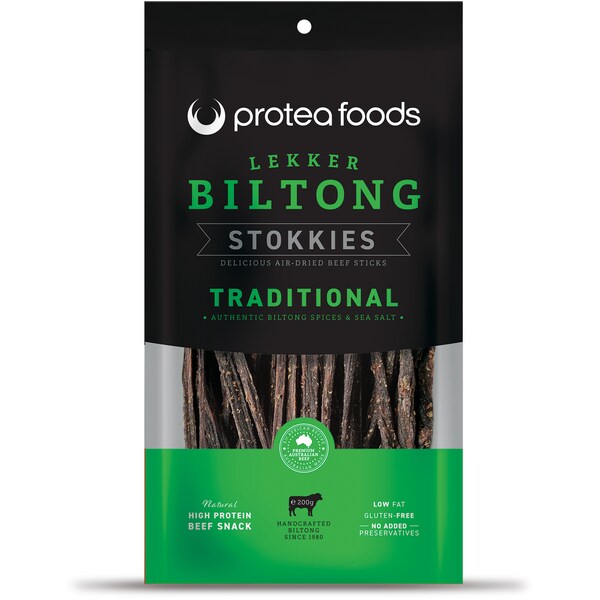 Protea Foods South African Biltong Stokkies Traditional 200g