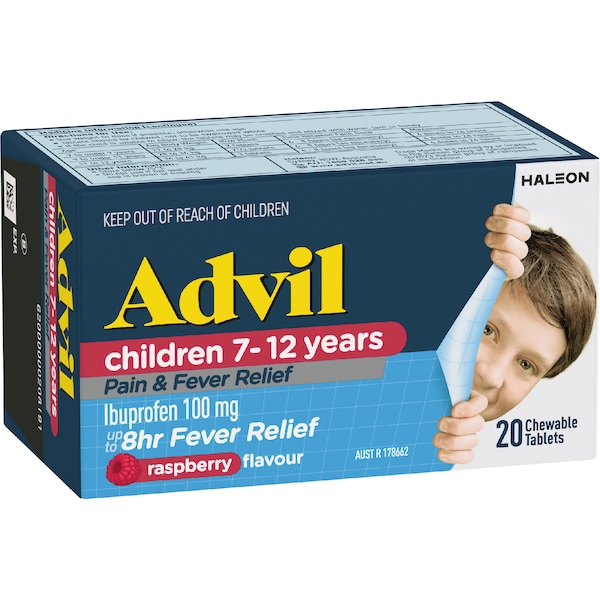 Advil Childrens Pain & Fever Relief Ibuprofen Chewable Tablets 20 pack
