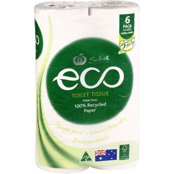 Woolworths Toilet Tissue Unbleached 6 Pack