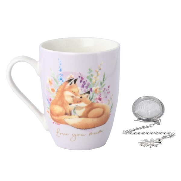 Mother's Day Mug & Tea Strainer Set Fox & Flowers each