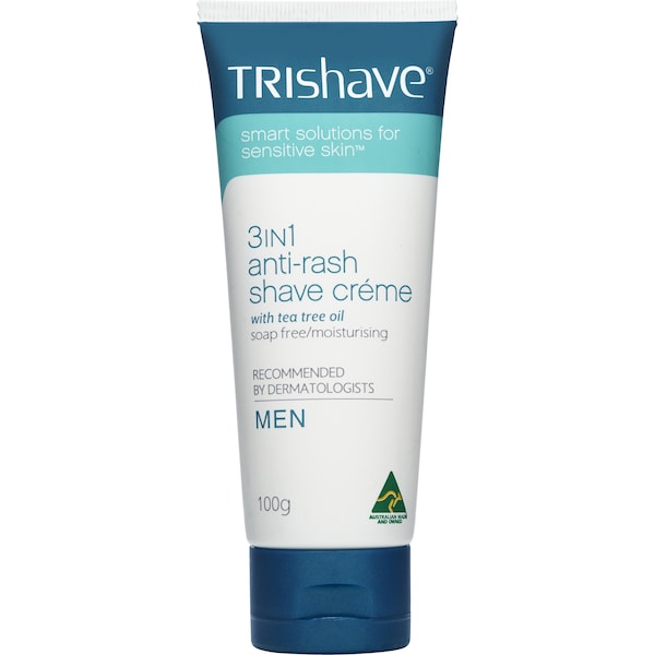 Trishave 3In1 Anti-Rash Shave Creme With Tea Tree Oil For Men 100g