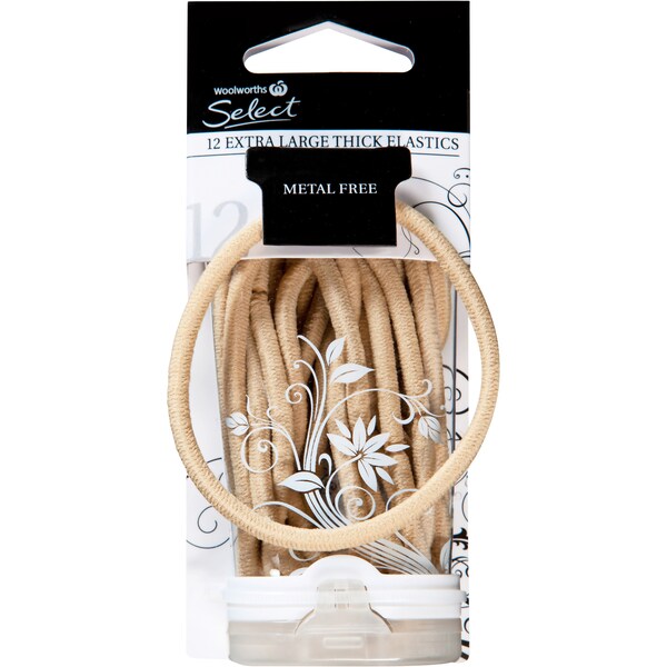 Woolworths Hair Elastics XLarge For Thick Blonde Hair 12 Pack