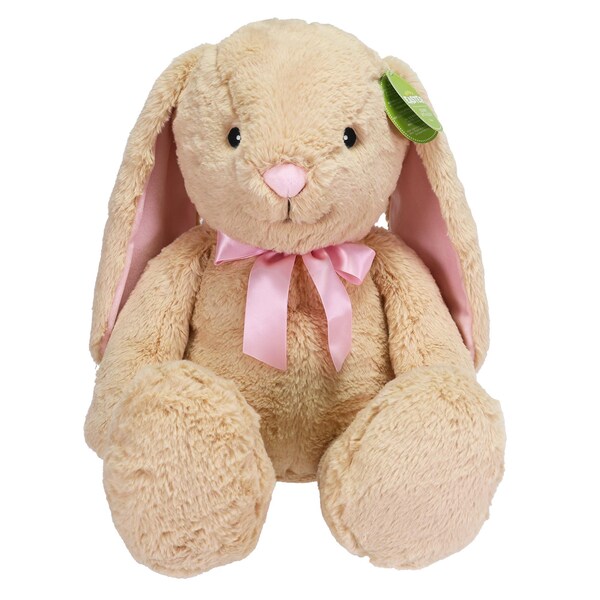 Easter Plush Bunny Toy 72cm Beige With Pink Bow each