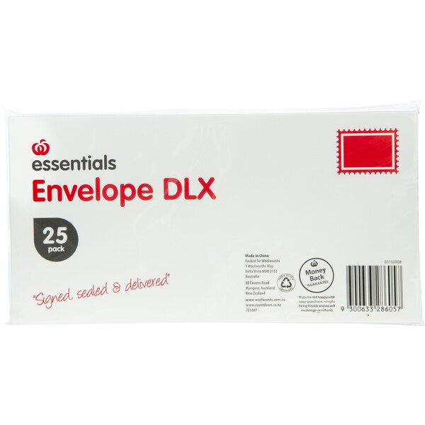 Essentials Envelope Dlx 25 Pack