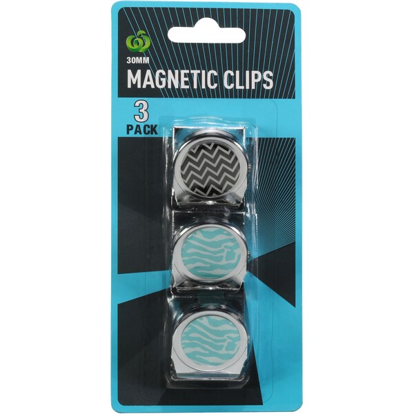 Woolworths Essentials Clips Magnetic 30Mm 3 pack