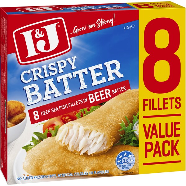 I&J Beer Battered Fish Fillets 570g