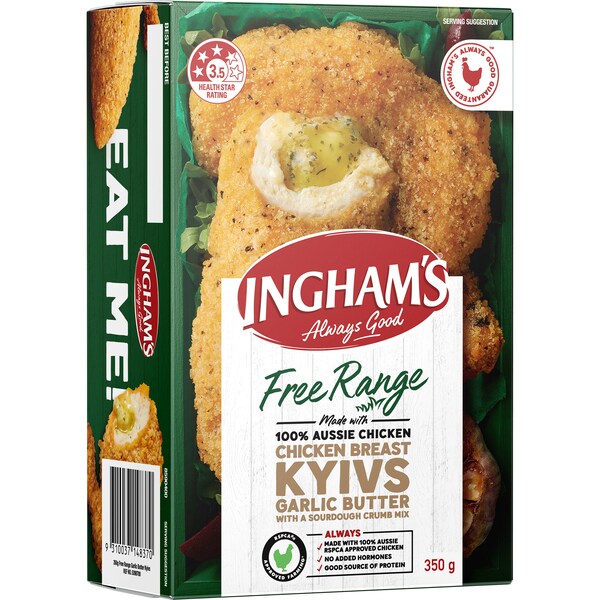 Ingham's Free Range Chicken Breast Kyivs Garlic Butter 350g