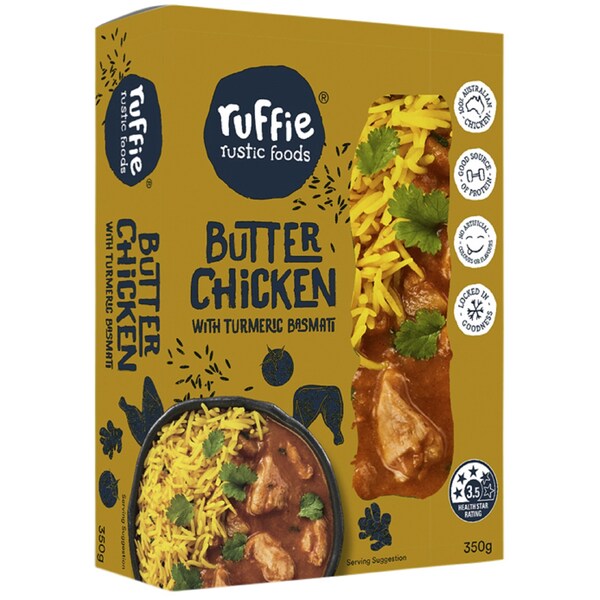 Ruffie Rustic Foods Butter Chicken With Tumeric Basmati Rice 350g