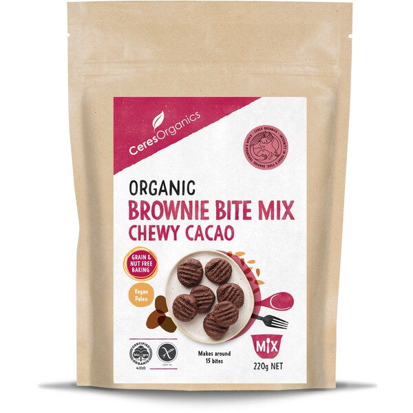 Ceres Organics Organic Brownie Bite Mix Chewy Cacao 220g