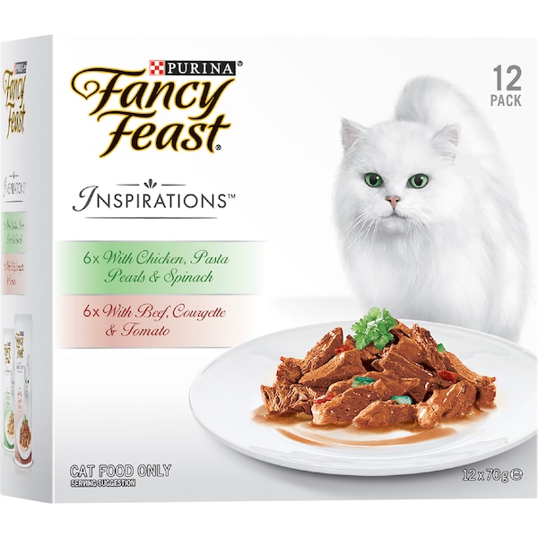 Fancy Feast Inspirations Wet Cat Food Beef & Chicken 70g x 12 pack