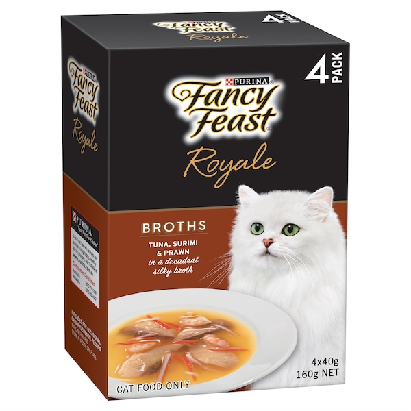 Fancy Feast Royale Cat Food Surimi Prawn Broth 4x40g