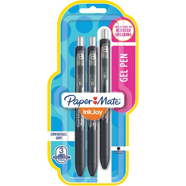 Inkjoy Papermate Gel Pen Black 3 pack
