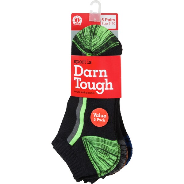 Darn Tough Black Sport Socks Mens Size 6-10 5 Pack