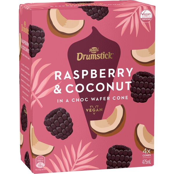 Peters Drumstick Vegan Raspberry & Coconut Cones 4 Pack