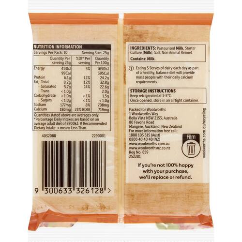 Woolworths Colby Cheese Block 250g bunch