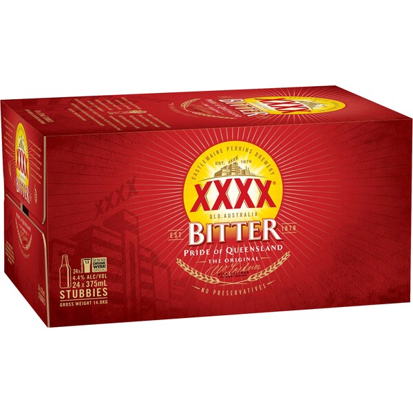XXXX Bitter Bottles 375ml x 24 Case