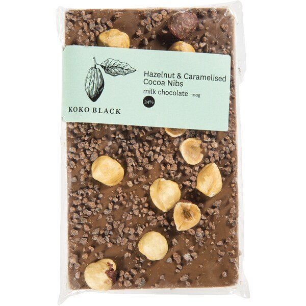 Koko Black Hazelnut Nibs Milk Chocolate Bar 100g