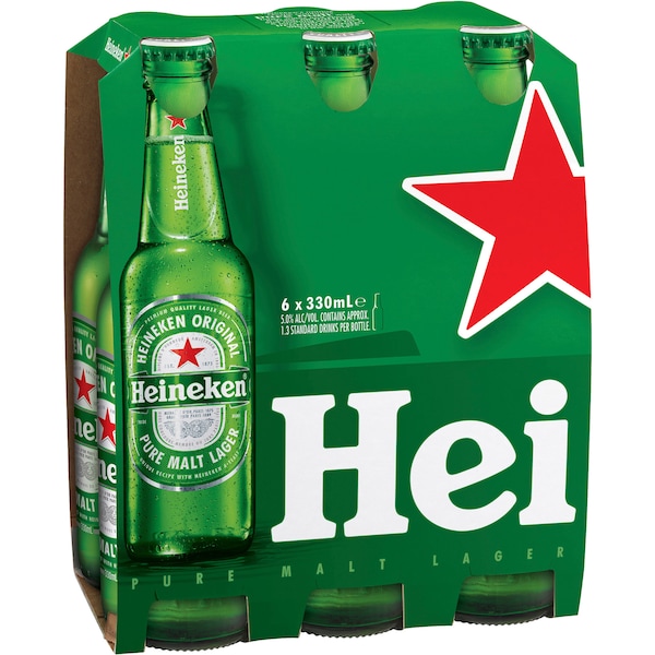 Heineken Premium Lager Bottles 6x330ml Pack