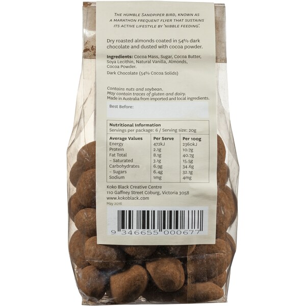Koko Black Sandpiper Almond Dark Chocolate Buttons 120g