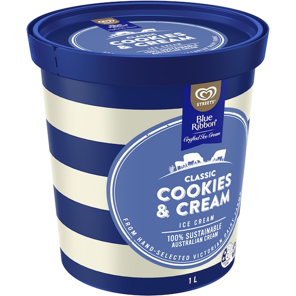 Blue Ribbon Cookies & Cream Ice Cream Tub 1l
