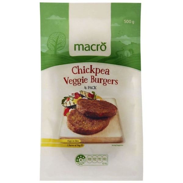 Macro Chickpea Veggie Burgers 500g