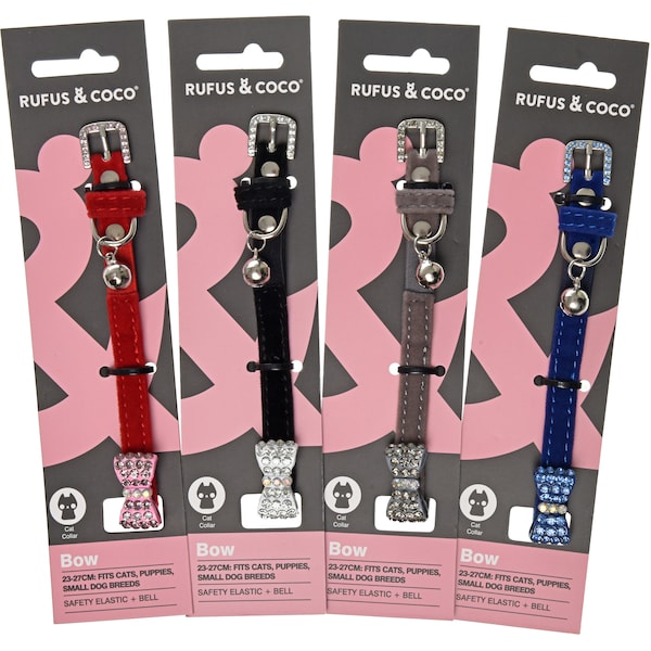 Rufus & Coco Diamante Bow Cat Collar Assorted Each