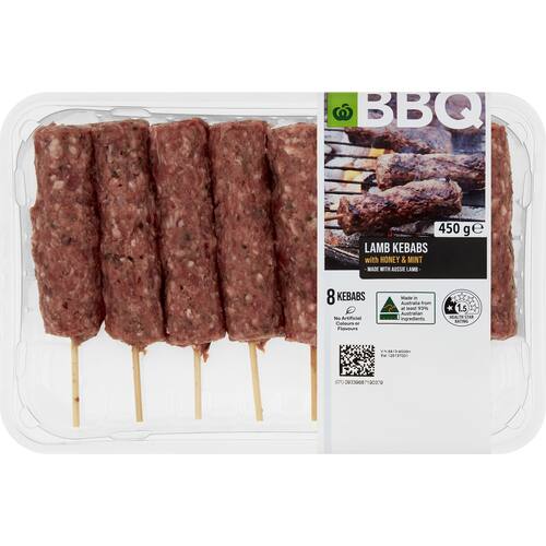 Woolworths Simply Bbq Lamb Kebabs Mint and Honey Flavour 450g bunch