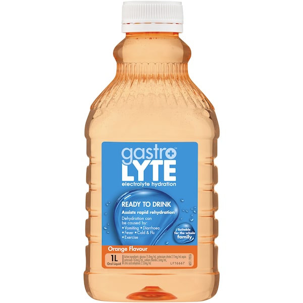 Gastrolyte Diarrhoea Treatment Ready To Drink Orange Flavour 1l