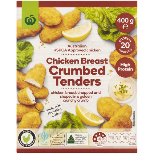 Woolworths Chicken Breast Crumbed Tenders 400g bunch