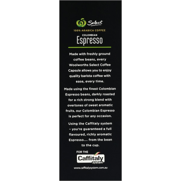 Woolworths Select Coffee Capsules Colombian Espresso 16x8g