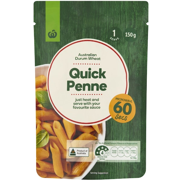 Woolworths Microwave Quick Pasta Penne 150g