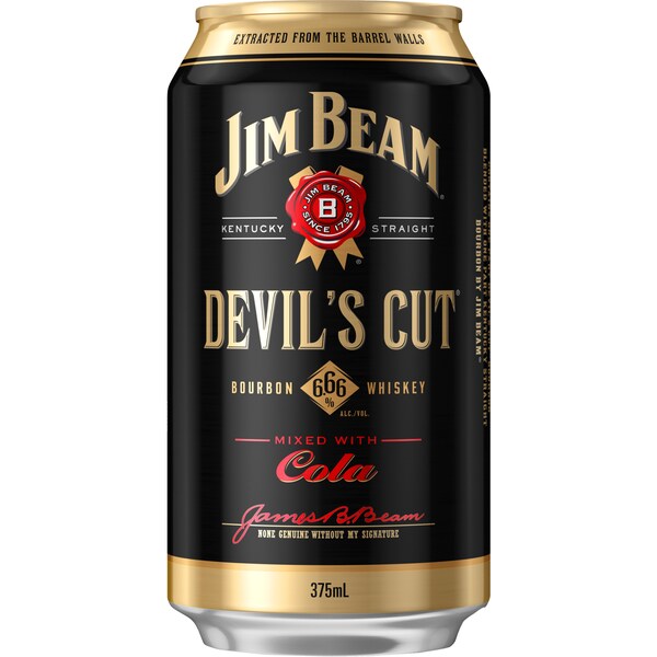 Jim Beam Devil's Cut Bourbon & Cola 6.66% Can 375ml