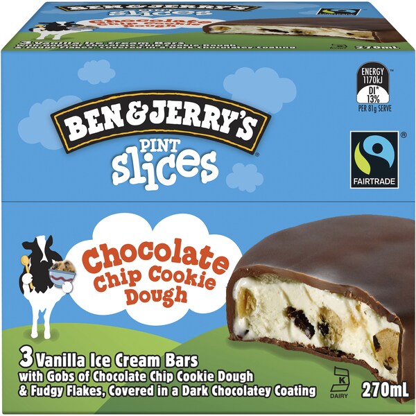 Ben & Jerry's Pint Slices Chocolate Chip Cookie Dough Ice Cream 3 pack