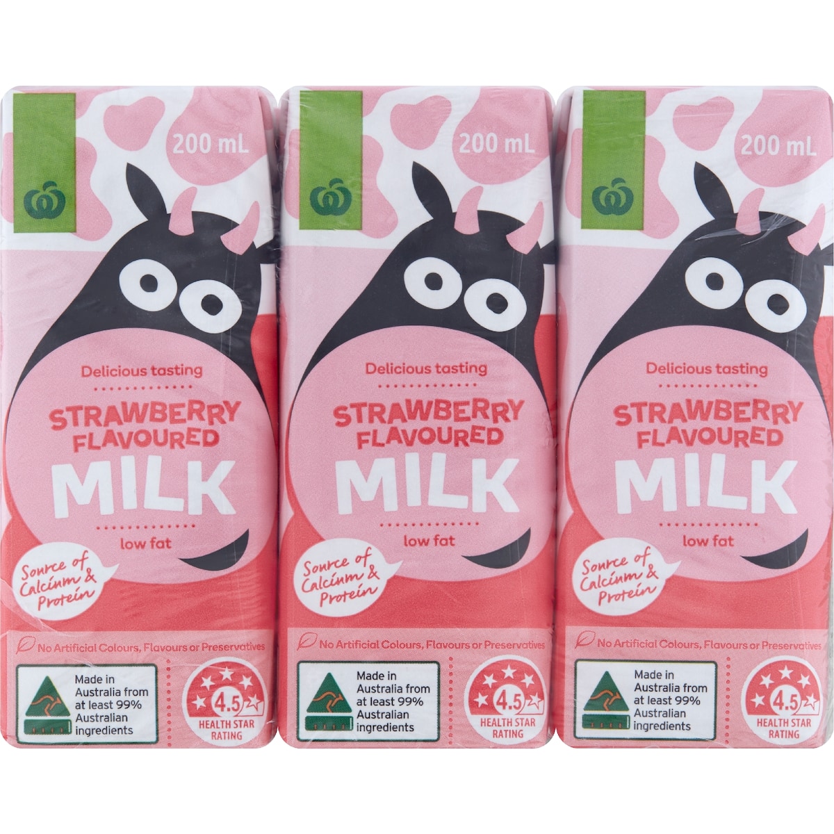Woolworths Strawberry Milk 6x200ml bunch