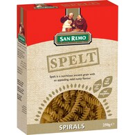 San Remo Spirals Spelt Pasta