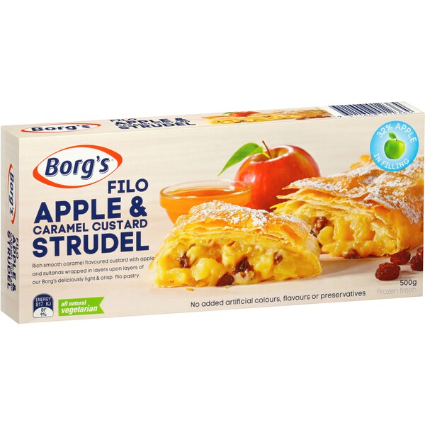 Borg's Strudel Filo Apple Caramel Custard 600g