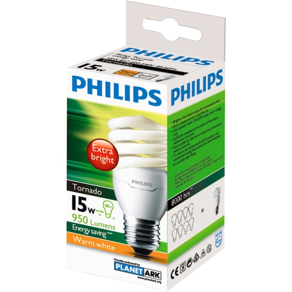 Philips Cfl Tornado Warm White 15w Es Base Each