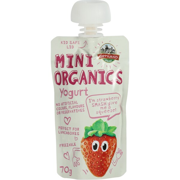 Gippsland Dairy Mini Organic Strawberry 70G