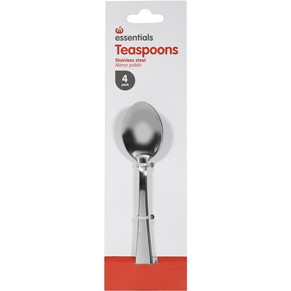 Essentials Cutlery Stainless Steel Teaspoon 4 Pack