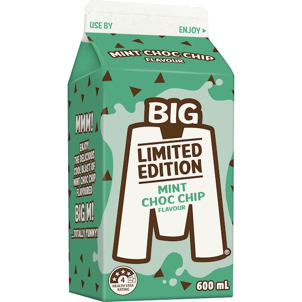Big M Flavoured Milk Mint Choc Chip 600mL