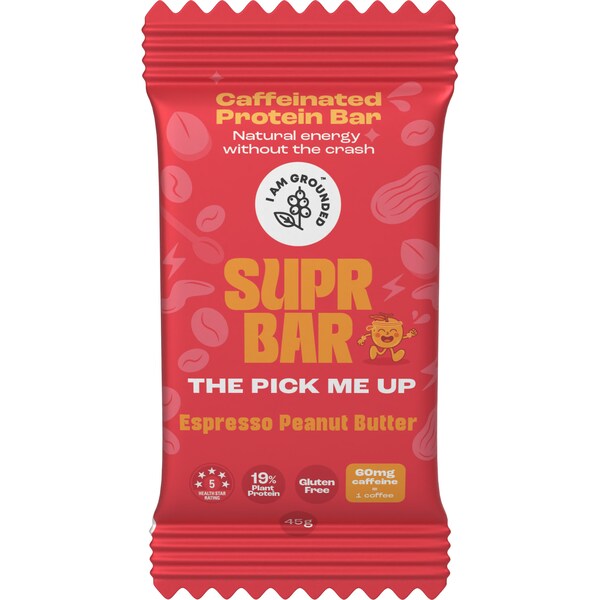 I Am Grounded Supr Bar Caffeinated Protein Bar Espresso Peanut Butter 45g