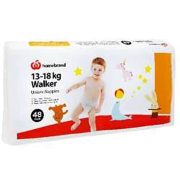 Homebrand Unisex Nappies Walker 13-18kg 48pk