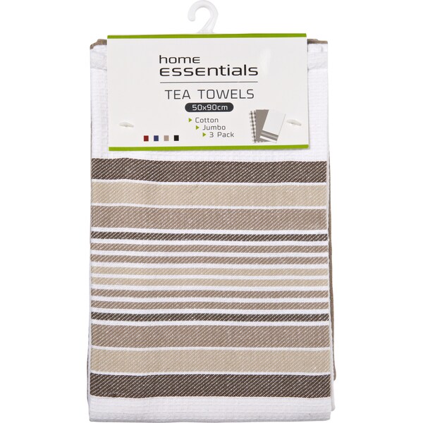 Essentials Kitchen Manchester Jumbo Tea Towels 3 Pack