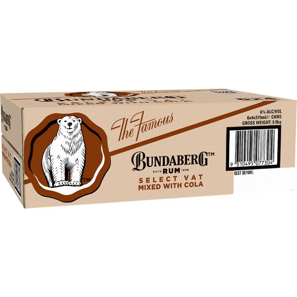 Bundaberg Select Vat Rum & Cola Can 375ml