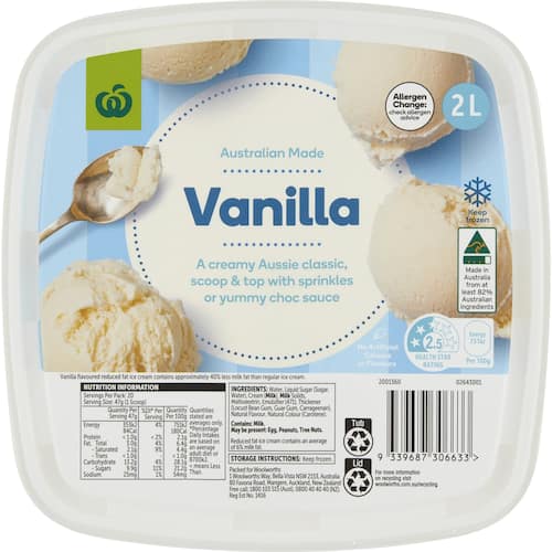 Woolworths Vanilla Ice Cream 2l bunch