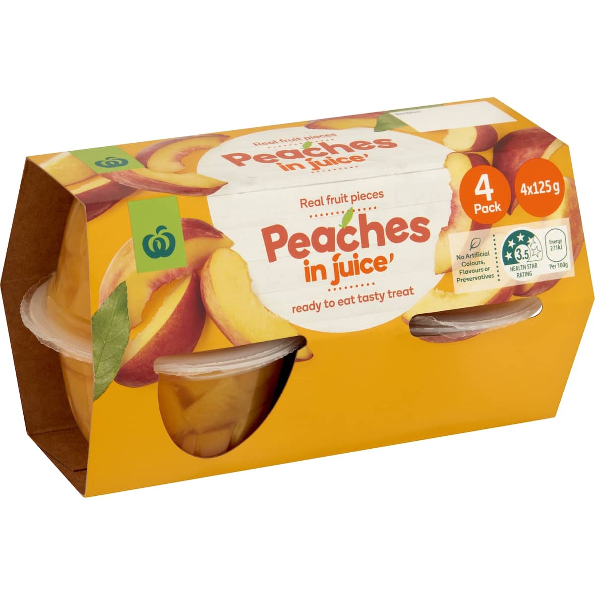 Woolworths Peaches In Juice Cups 4 Pack bunch