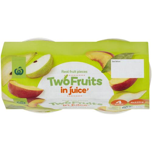 Woolworths Two Fruits In Juice Cups 4 Pack bunch