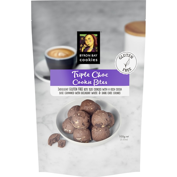 Byron Bay Cookies Gluten Free Triple Choc Cookie Bites 100g