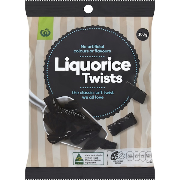 Woolworths Liquorice Twists Black 300g